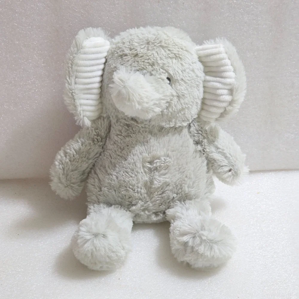 Carter's Gray Elephant White Corduroy Ears Sewn Eyes Plush Baby Toy Lovey 10
